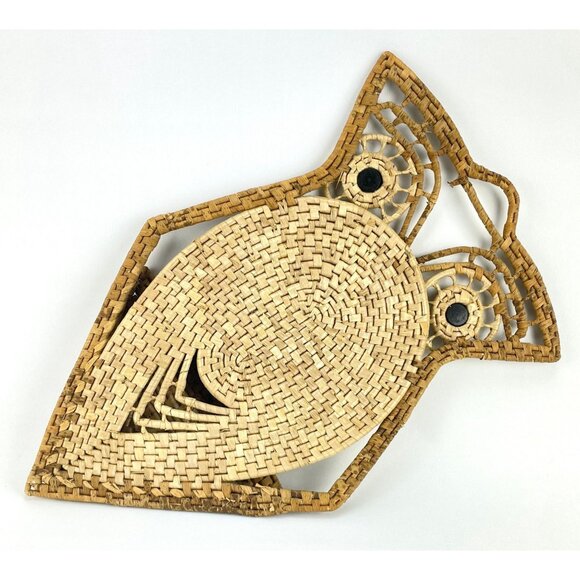 Vintage 1970s owl mail organizer, large wicker owl wall letter holder - Picture 8 of 9